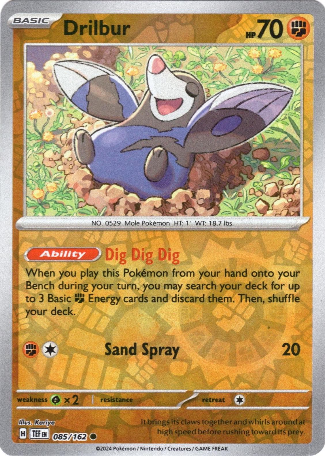 Drilbur [Reverse Holo] #85 — Pokemon Temporal Forces