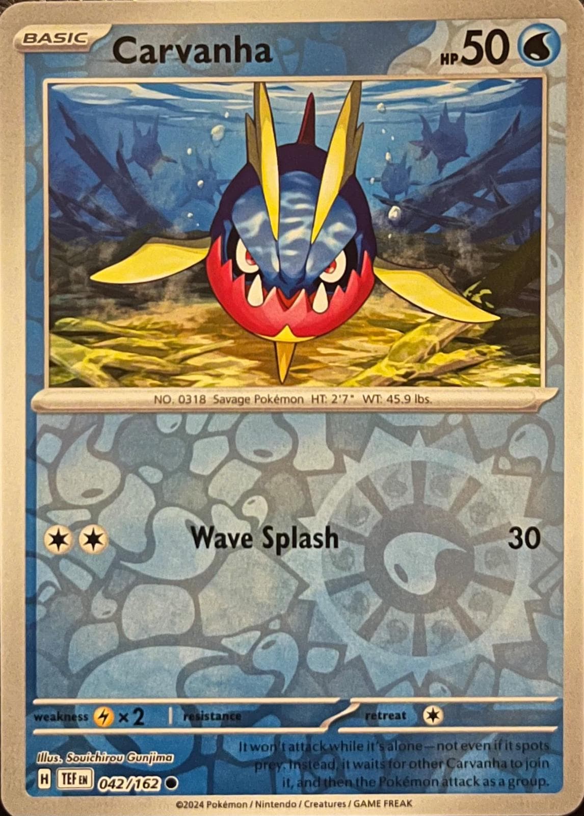 Carvanha [Reverse Holo] #42 — Pokemon Temporal Forces