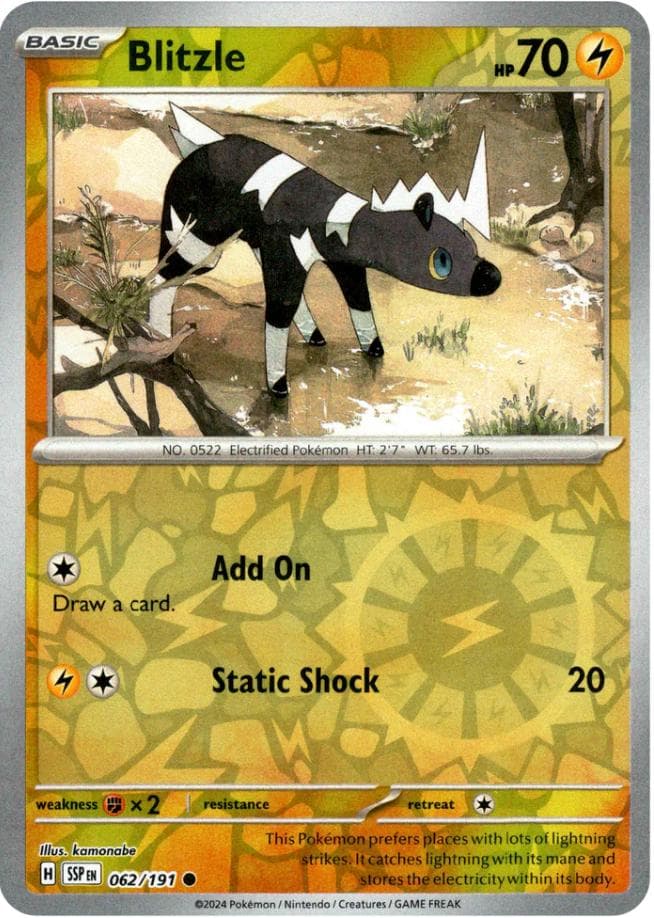 Blitzle [Reverse Holo] #62 — Pokemon Surging Sparks