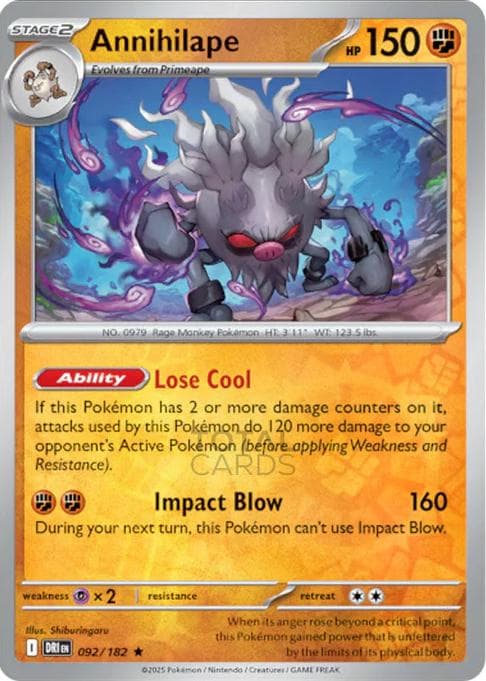 Annihilape [Reverse Holo] #92 — Pokemon Destined Rivals