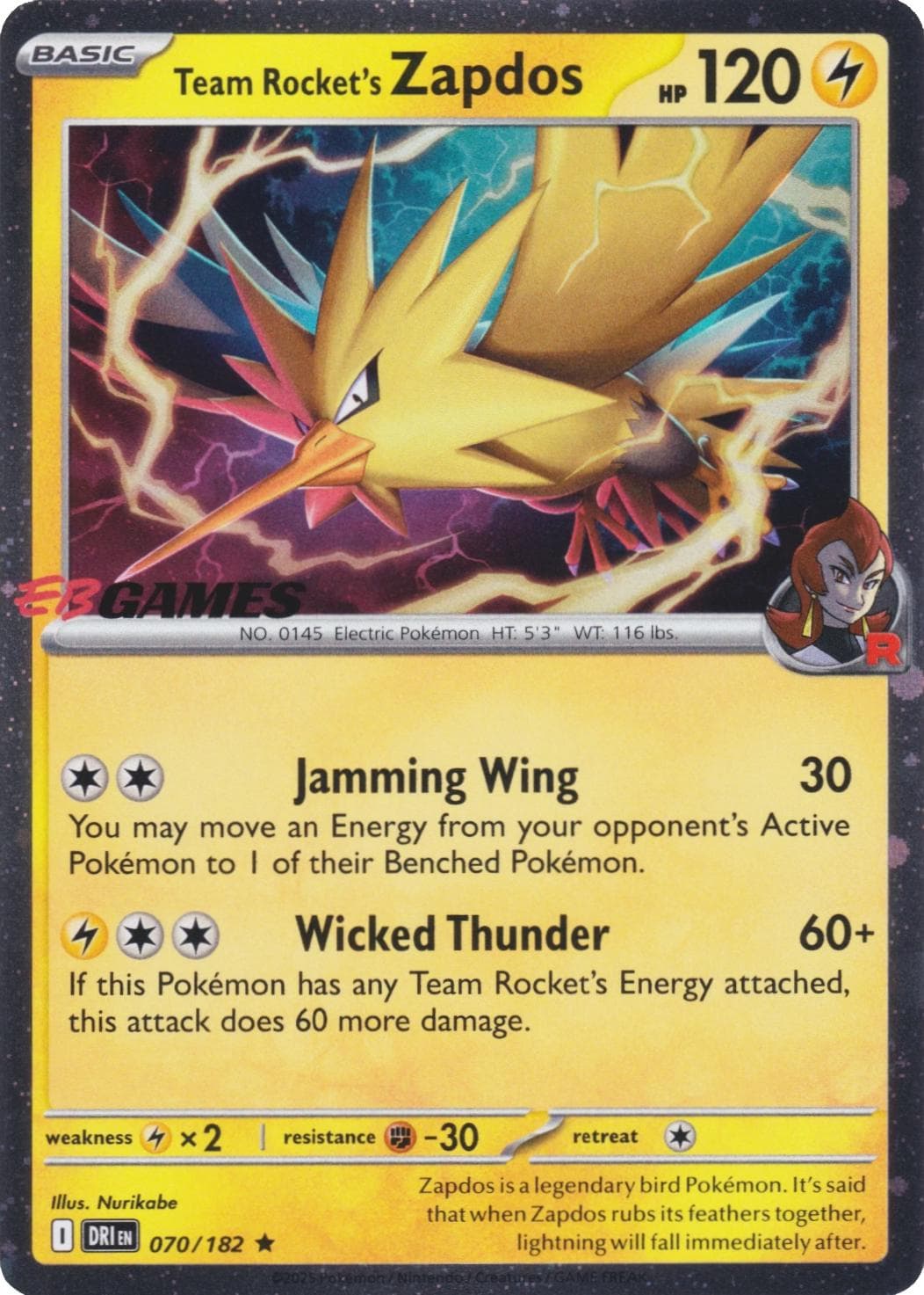 Team Rocket's Zapdos [EB Games] #70 — Pokemon Destined Rivals