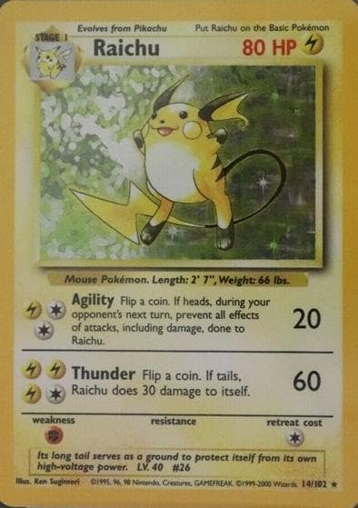 Raichu [1999-2000] #14 — Pokemon Base Set