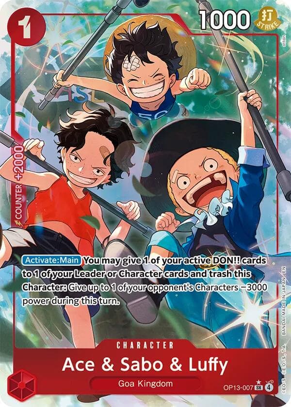 Ace & Sabo & Luffy [Alternate Art] OP13-007 — One Piece Carrying on His Will