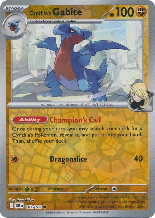 Cynthia's Gabite [Reverse Holo] #103 — Pokemon Destined Rivals