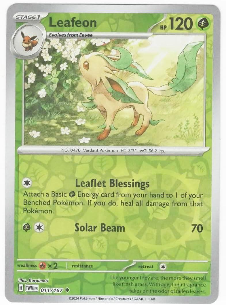 Leafeon [Reverse Holo] #11 — Pokemon Twilight Masquerade