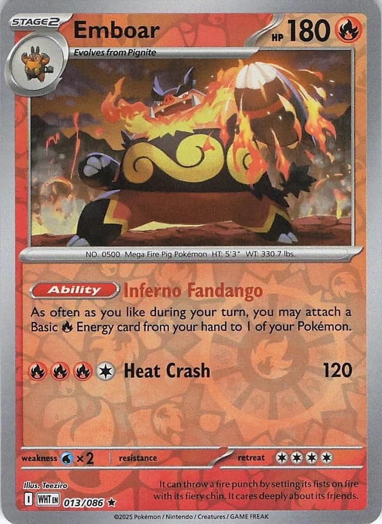 Emboar [Reverse] #13 — Pokemon White Flare