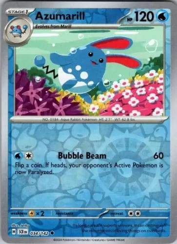 Azumarill [Reverse Holo] #34 — Pokemon Stellar Crown
