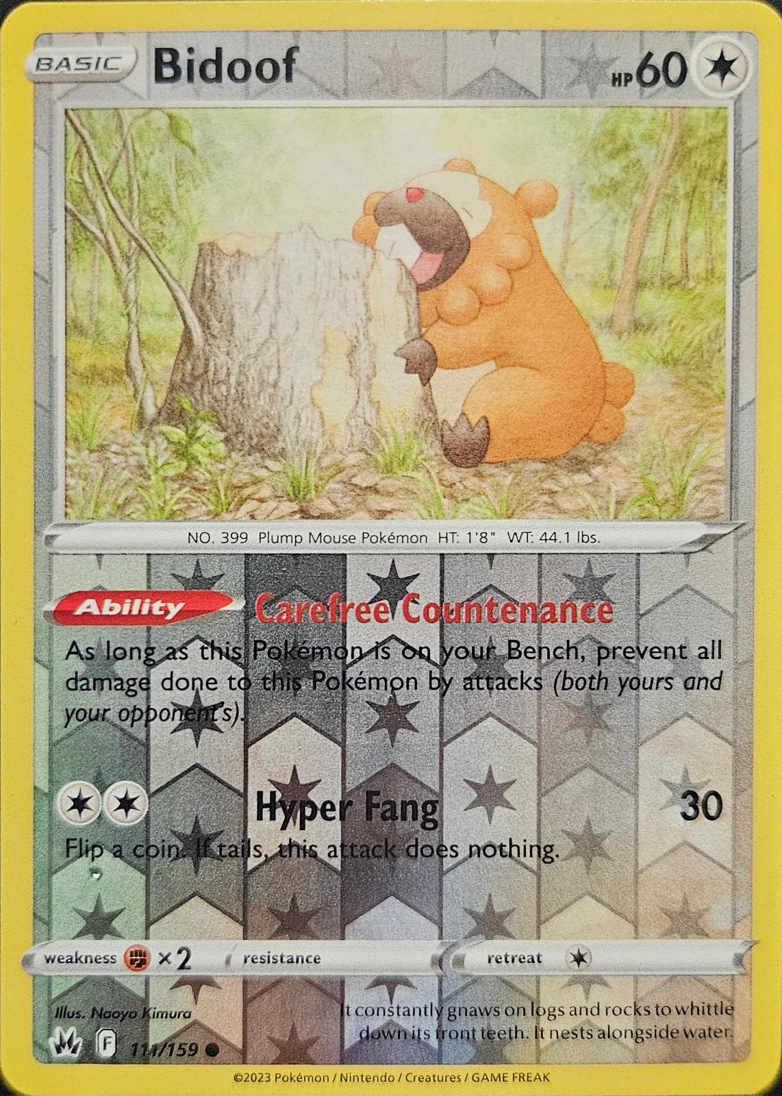 Bidoof [Reverse Holo] #111 — Pokemon Crown Zenith