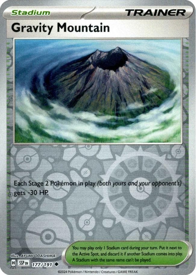 Gravity Mountain [Reverse Holo] #177 — Pokemon Surging Sparks