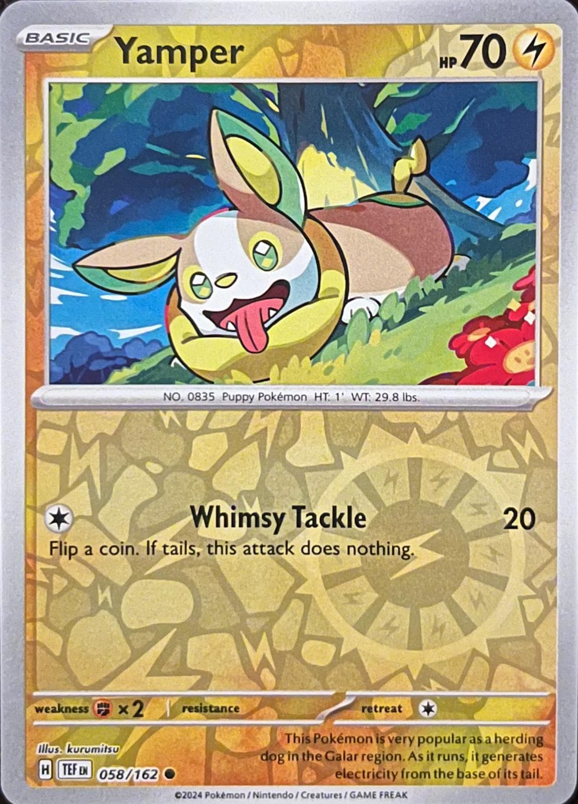 Yamper [Reverse Holo] #58 — Pokemon Temporal Forces