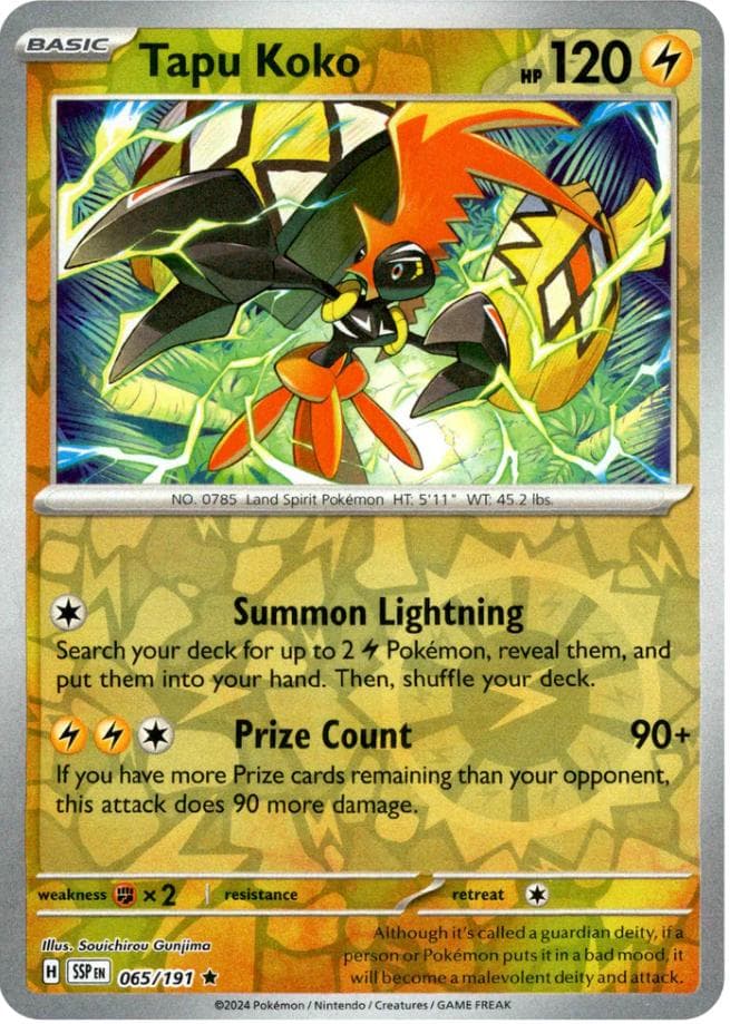 Tapu Koko [Reverse Holo] #65 — Pokemon Surging Sparks