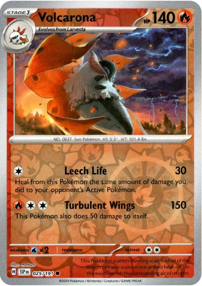 Volcarona [Reverse Holo] #25 — Pokemon Surging Sparks