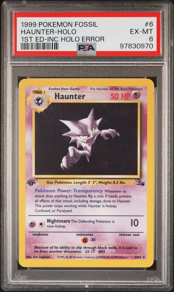 Haunter [Incomplete Holo Error] #6 — Pokemon Fossil