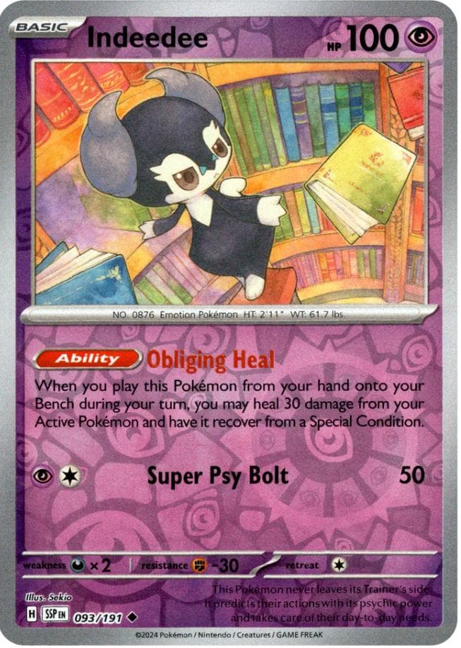Indeedee [Reverse Holo] #93 — Pokemon Surging Sparks