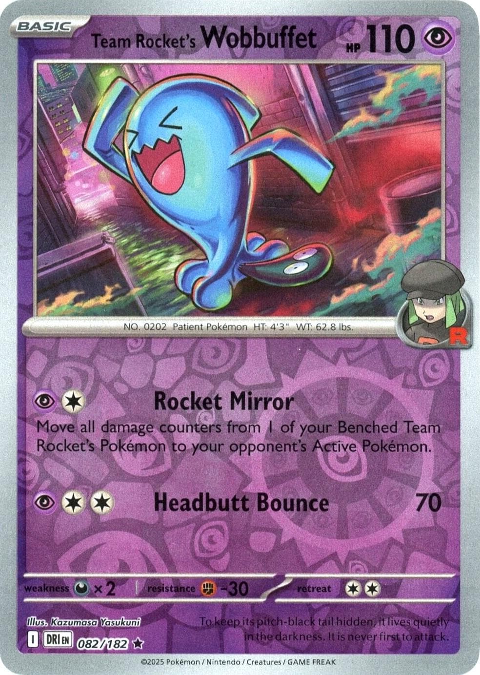 Team Rocket's Wobbuffet [Reverse Holo] #82 — Pokemon Destined Rivals