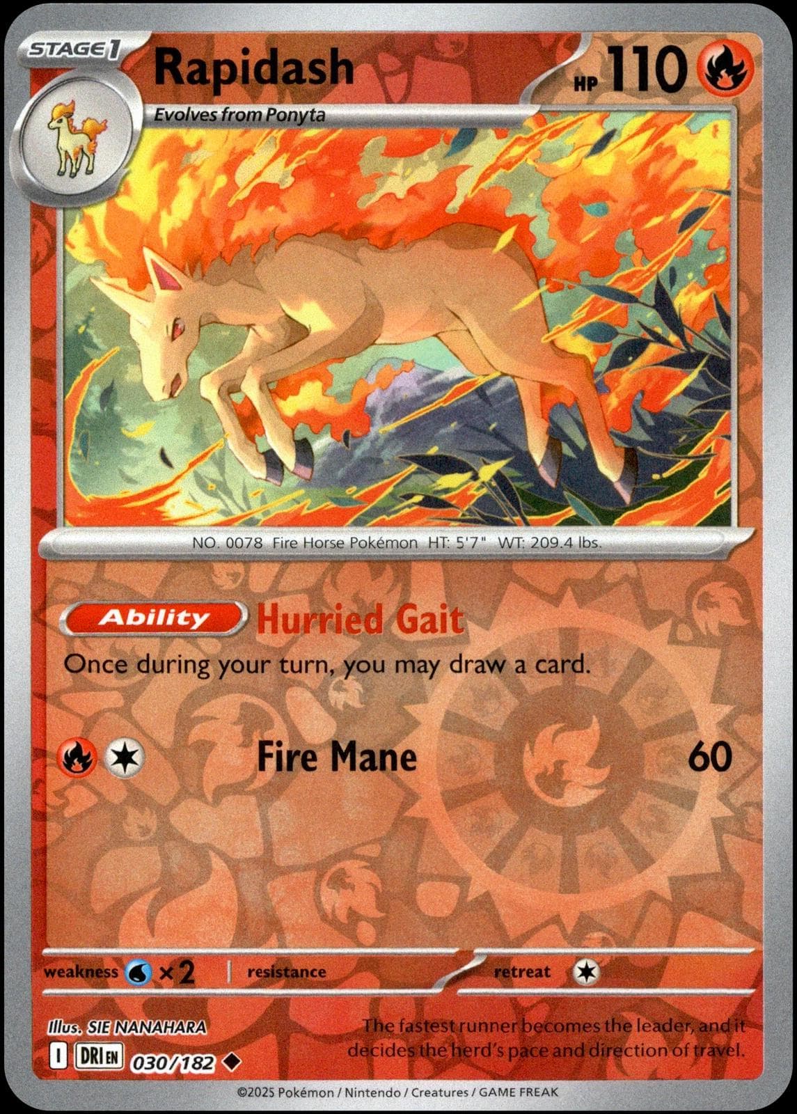 Rapidash [Reverse Holo] #30 — Pokemon Destined Rivals