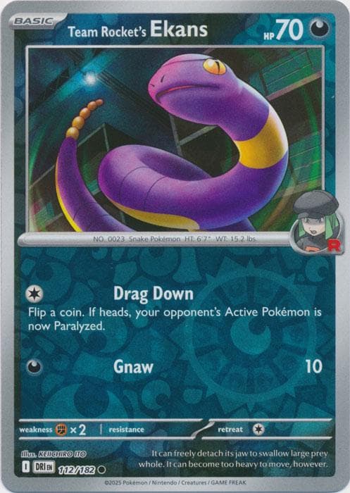 Team Rocket's Ekans [Reverse Holo] #112 — Pokemon Destined Rivals