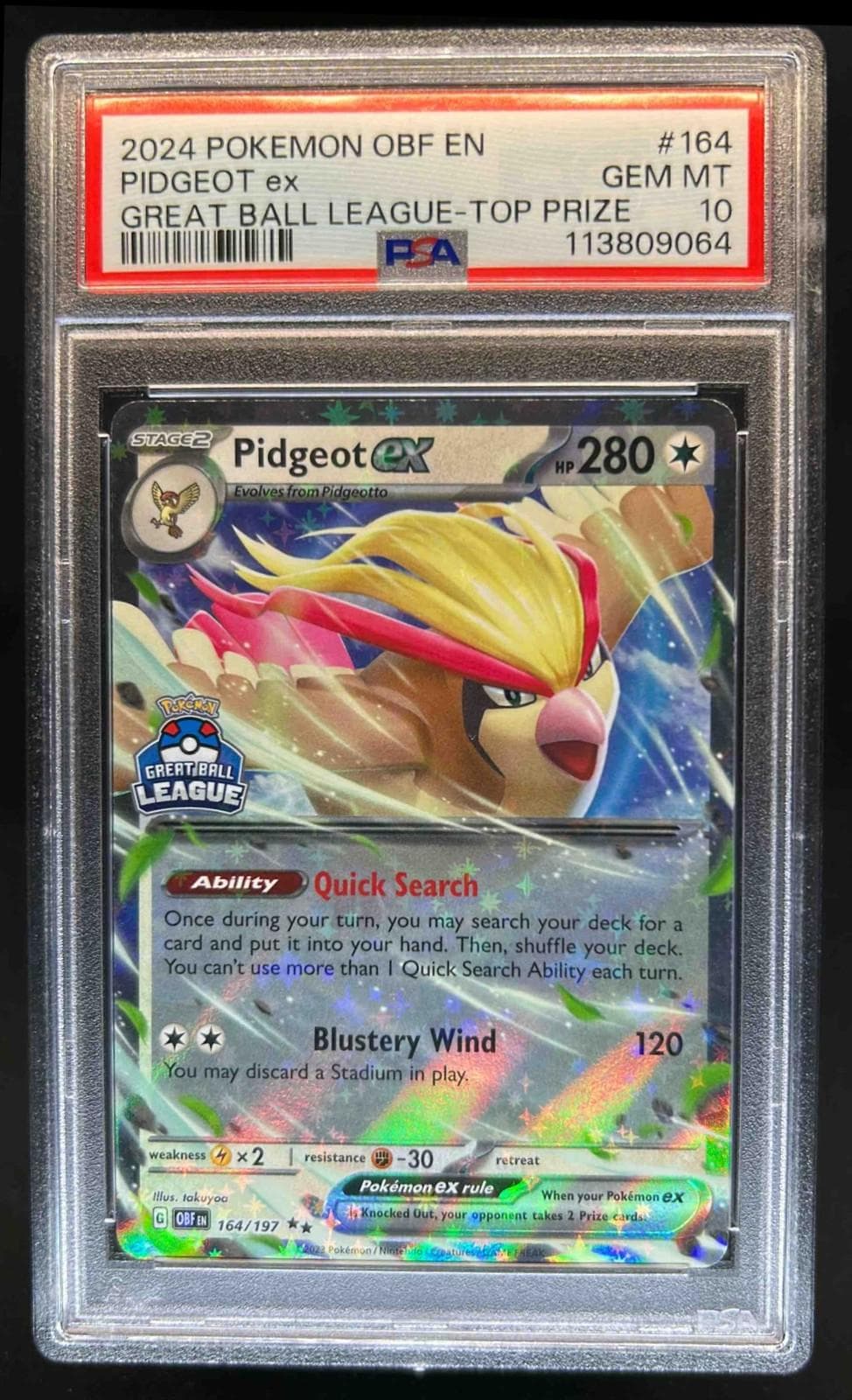 Pidgeot Ex [Great Ball League - Top Prize] #164 — Pokemon Obsidian Flames