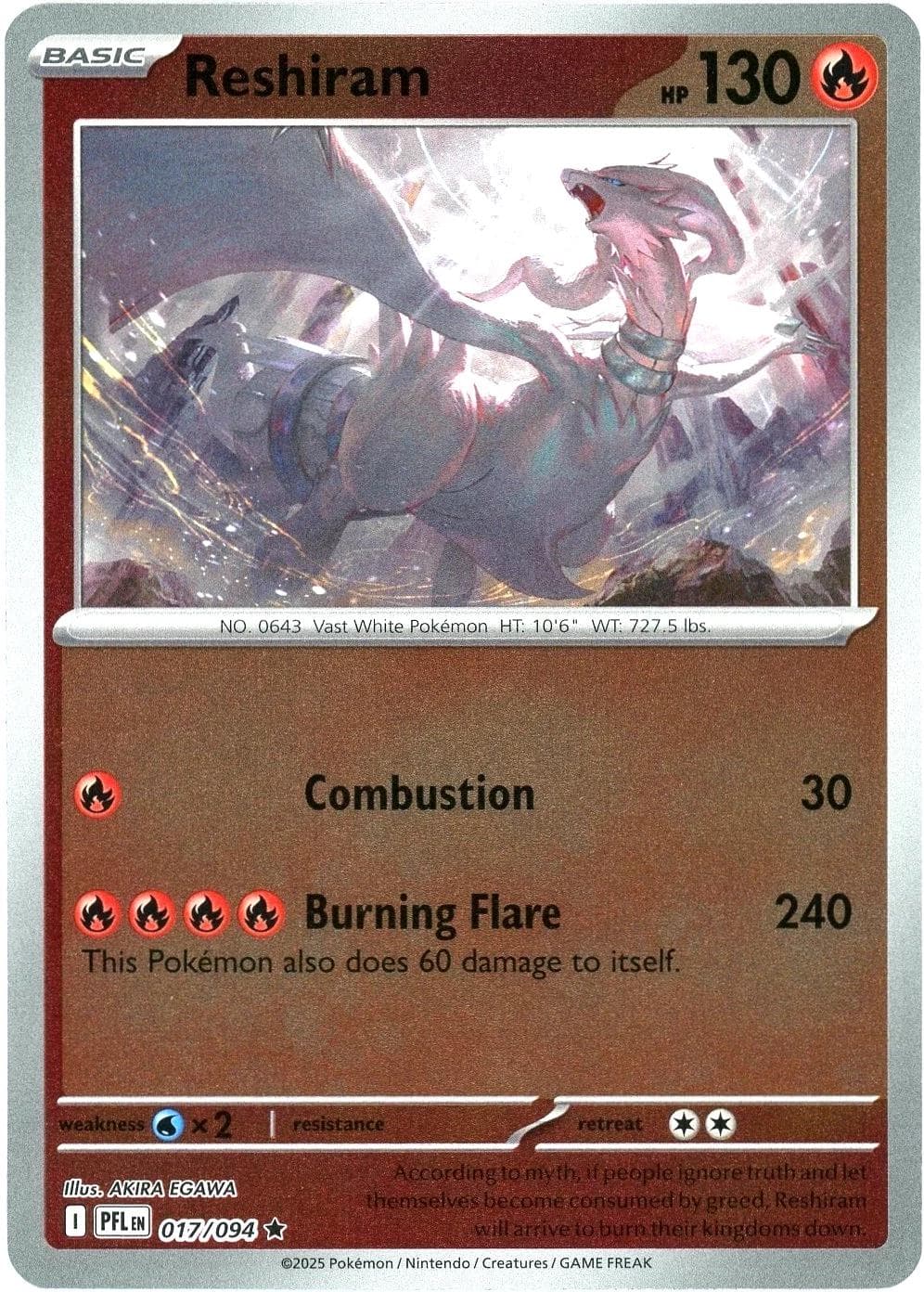 Reshiram [Reverse Holo] #17 — Pokemon Phantasmal Flames