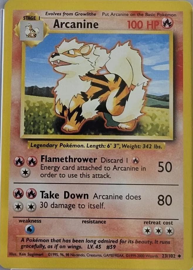 Arcanine [1999-2000] #23 — Pokemon Base Set