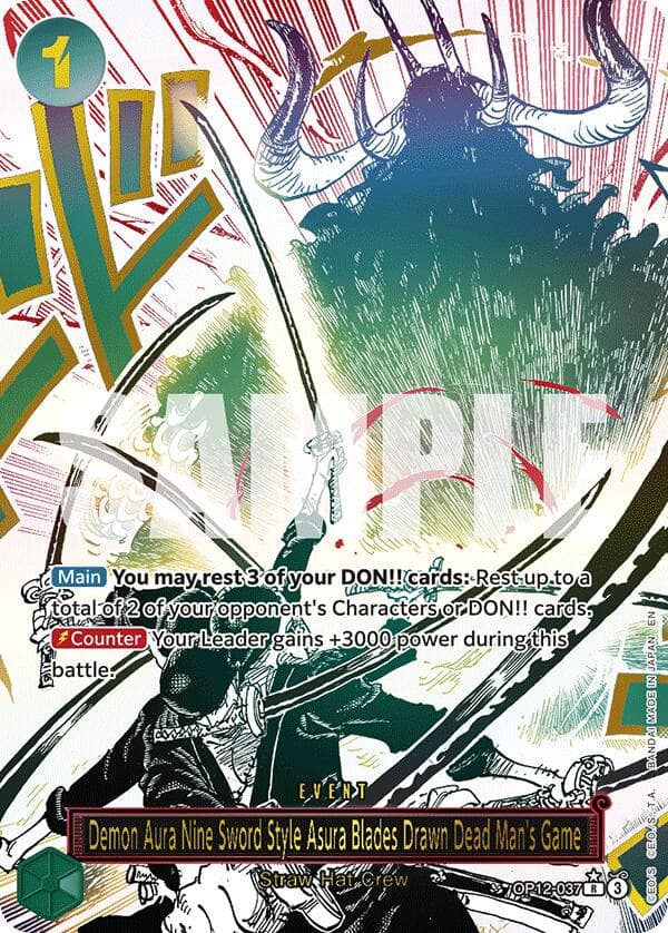 Demon Aura Nine Sword Style Asura Blades Drawn Dead Man's Game [Alternate Art] OP12-037 — One Piece Legacy of the Master