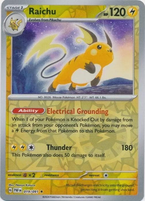 Raichu [Reverse Holo] #19 — Pokemon Paldean Fates