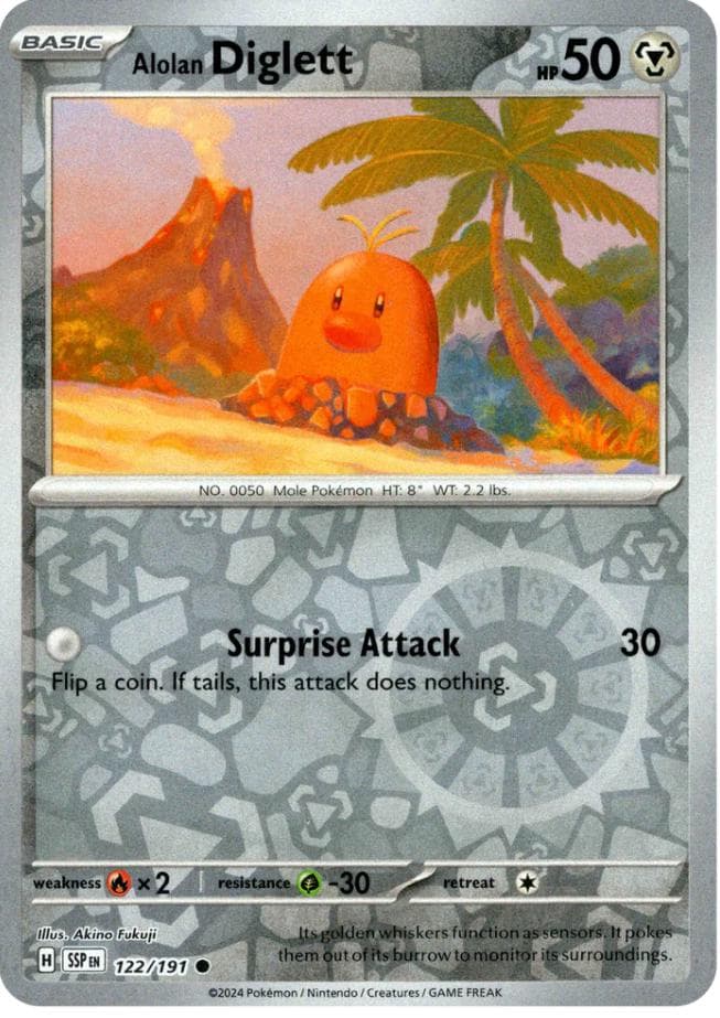 Alolan Diglett [Reverse Holo] #122 — Pokemon Surging Sparks