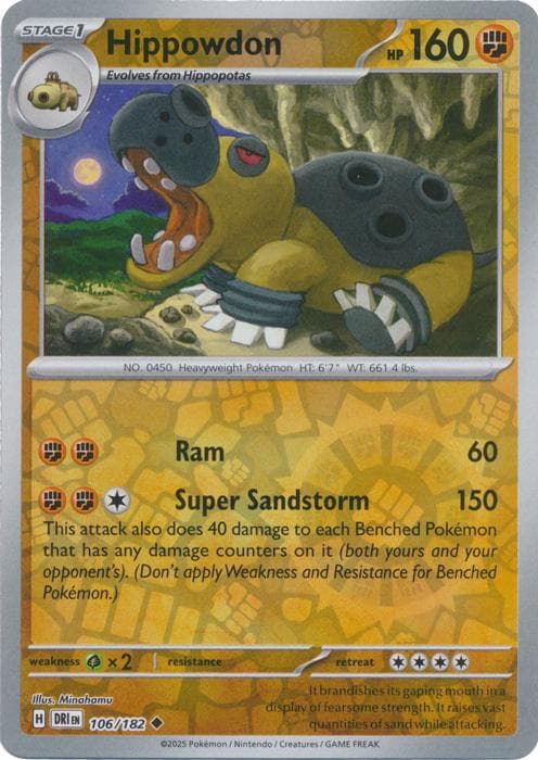 Hippowdon [Reverse Holo] #106 — Pokemon Destined Rivals