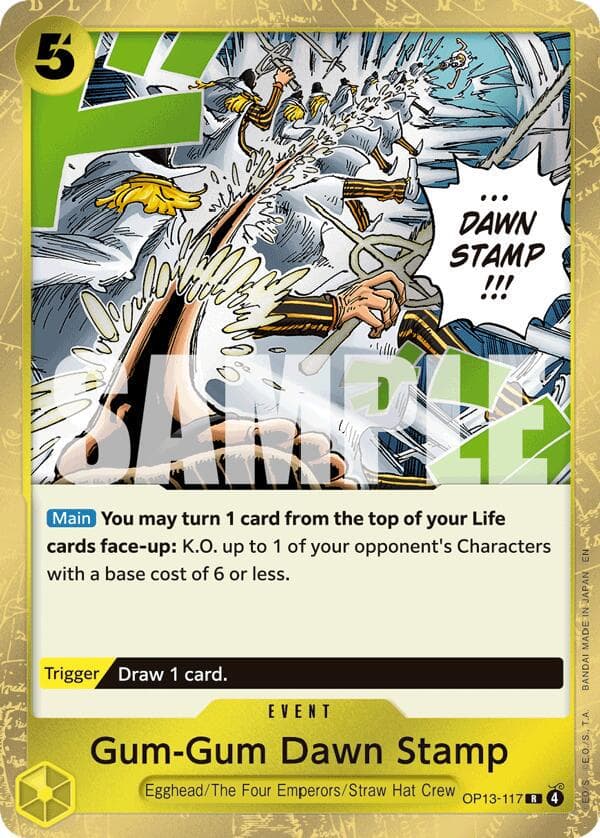 Gum-Gum Dawn Stamp OP13-117 — One Piece Carrying on His Will