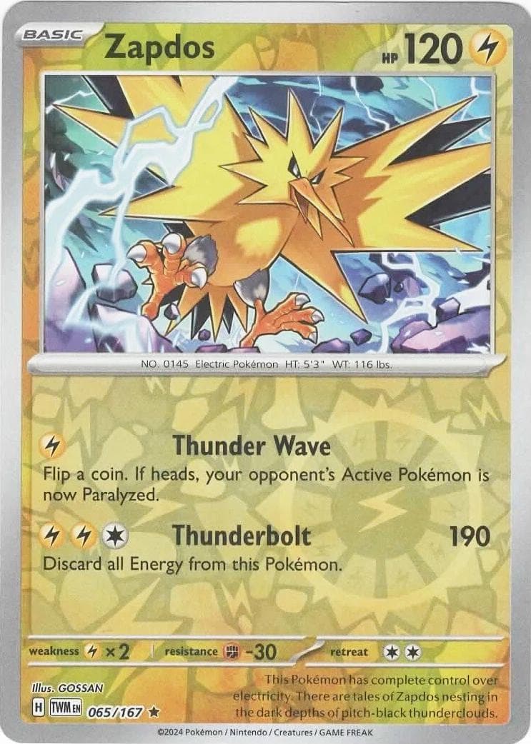 Zapdos [Reverse Holo] #65 — Pokemon Twilight Masquerade