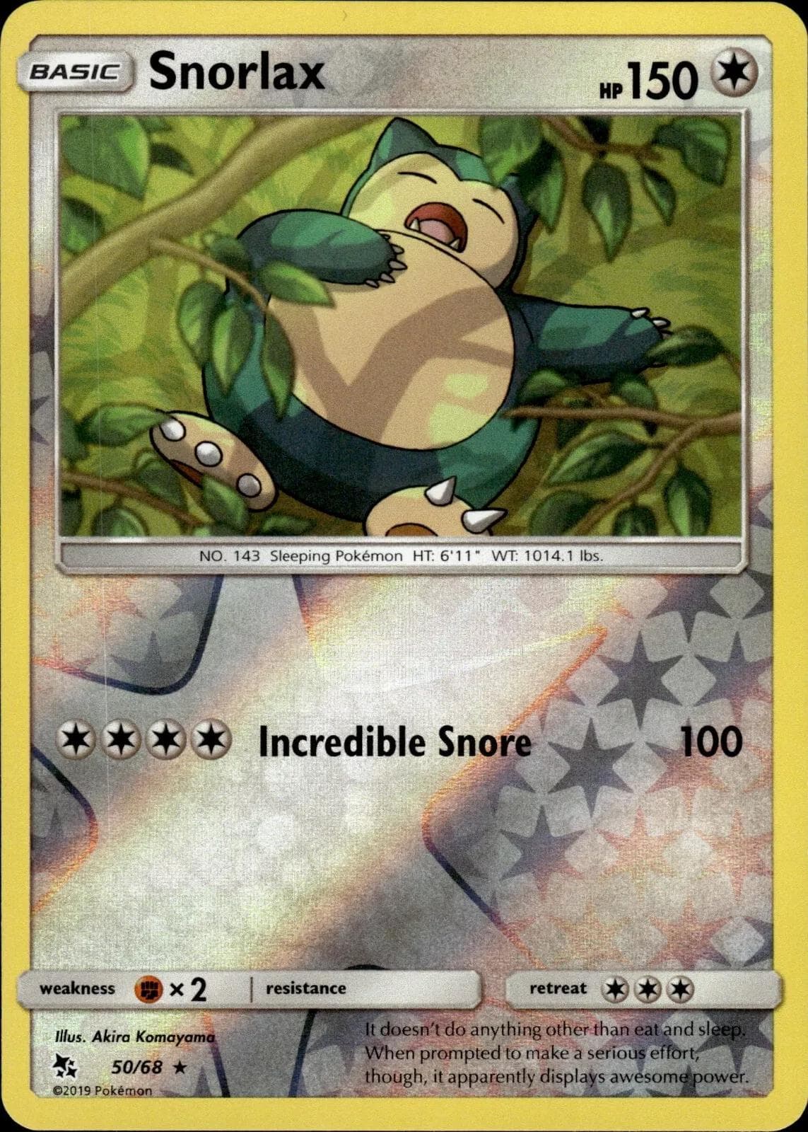 Snorlax [Reverse Holo] #50 — Pokemon Hidden Fates