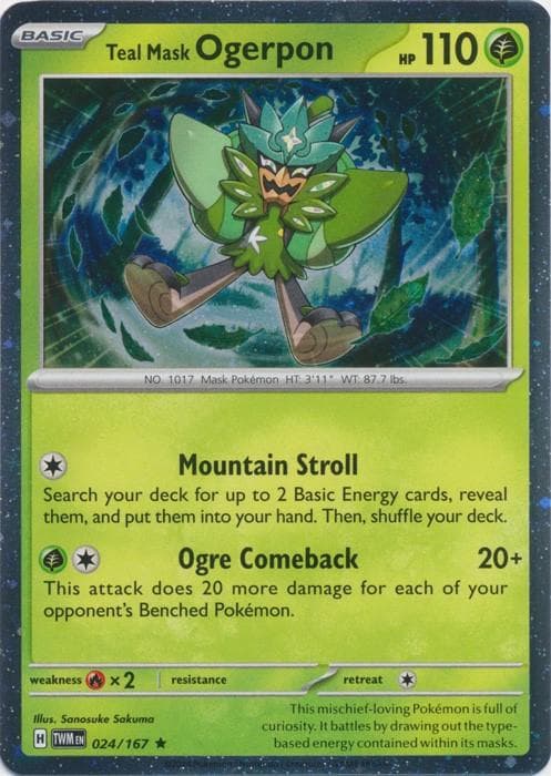 Teal Mask Ogerpon [Cosmos Holo] #24 — Pokemon Twilight Masquerade