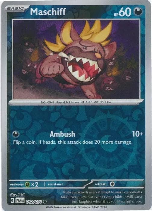 Maschiff [Reverse Holo] #62 — Pokemon Paldean Fates