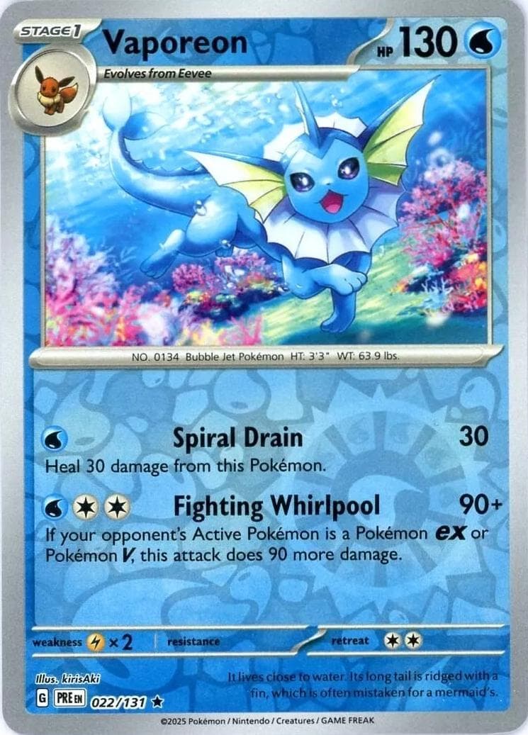 Vaporeon [Reverse] #22 — Pokemon Prismatic Evolutions