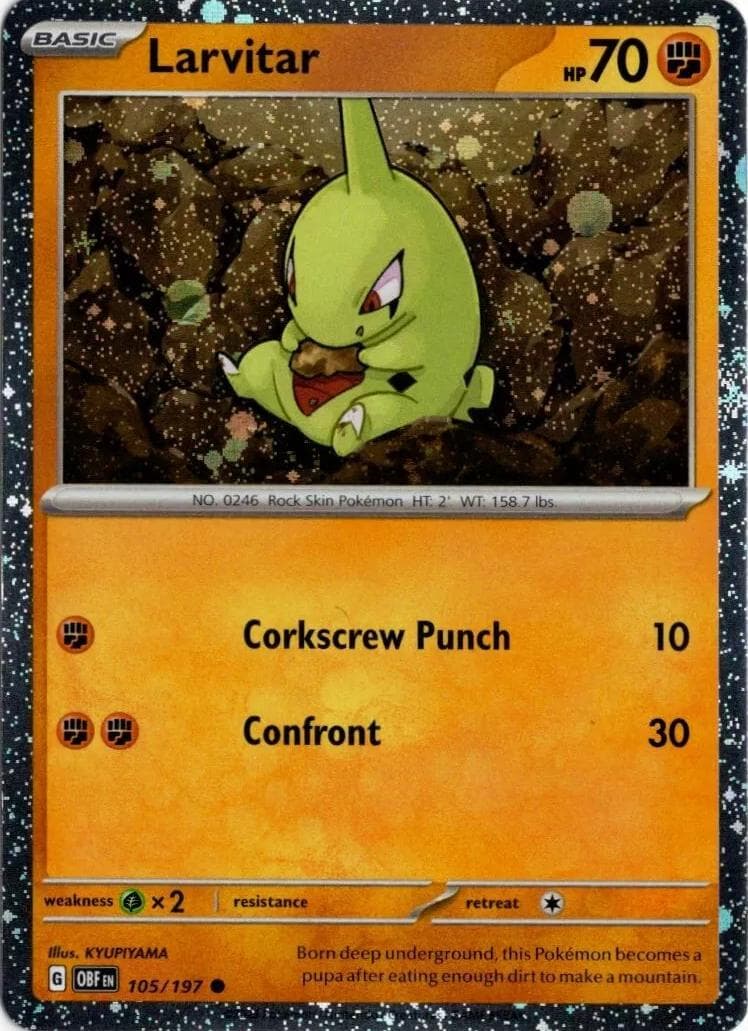 Larvitar [Cosmos Holo] #105 — Pokemon Obsidian Flames