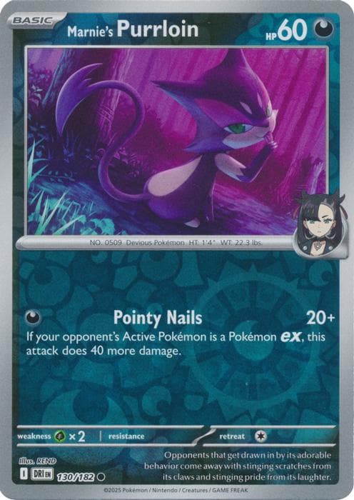 Marnie's Purrloin [Reverse Holo] #130 — Pokemon Destined Rivals
