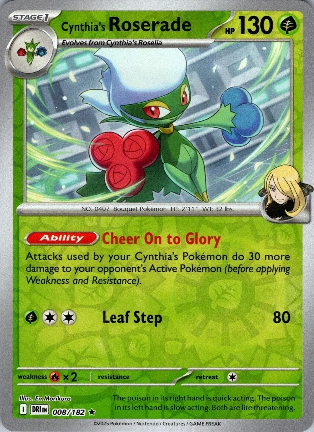 Cynthia's Roserade [Reverse Holo] #8 — Pokemon Destined Rivals