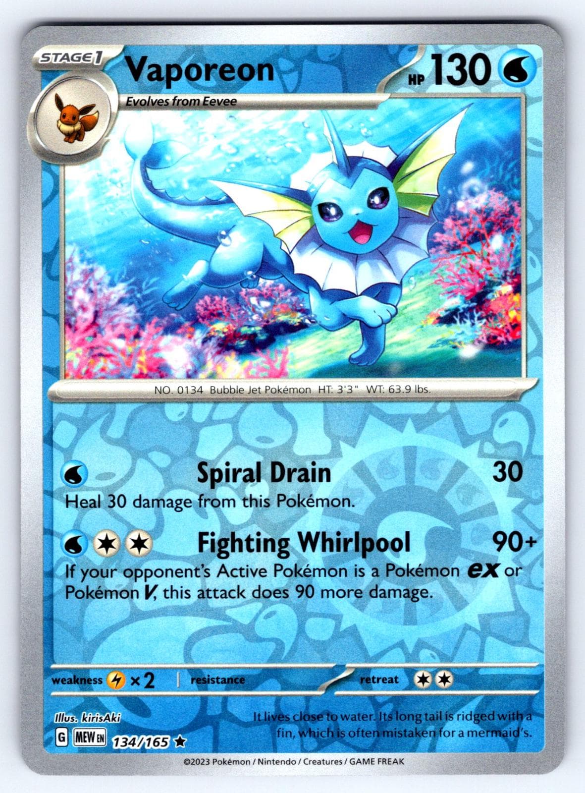 Vaporeon [Reverse Holo] #134 — Pokemon Scarlet & Violet 151