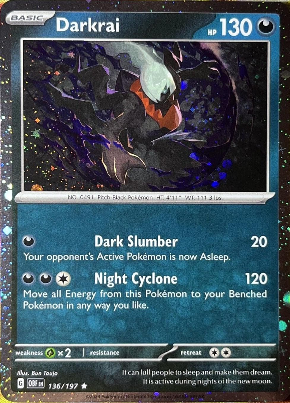 Darkrai [Cosmos Holo] #136 — Pokemon Obsidian Flames