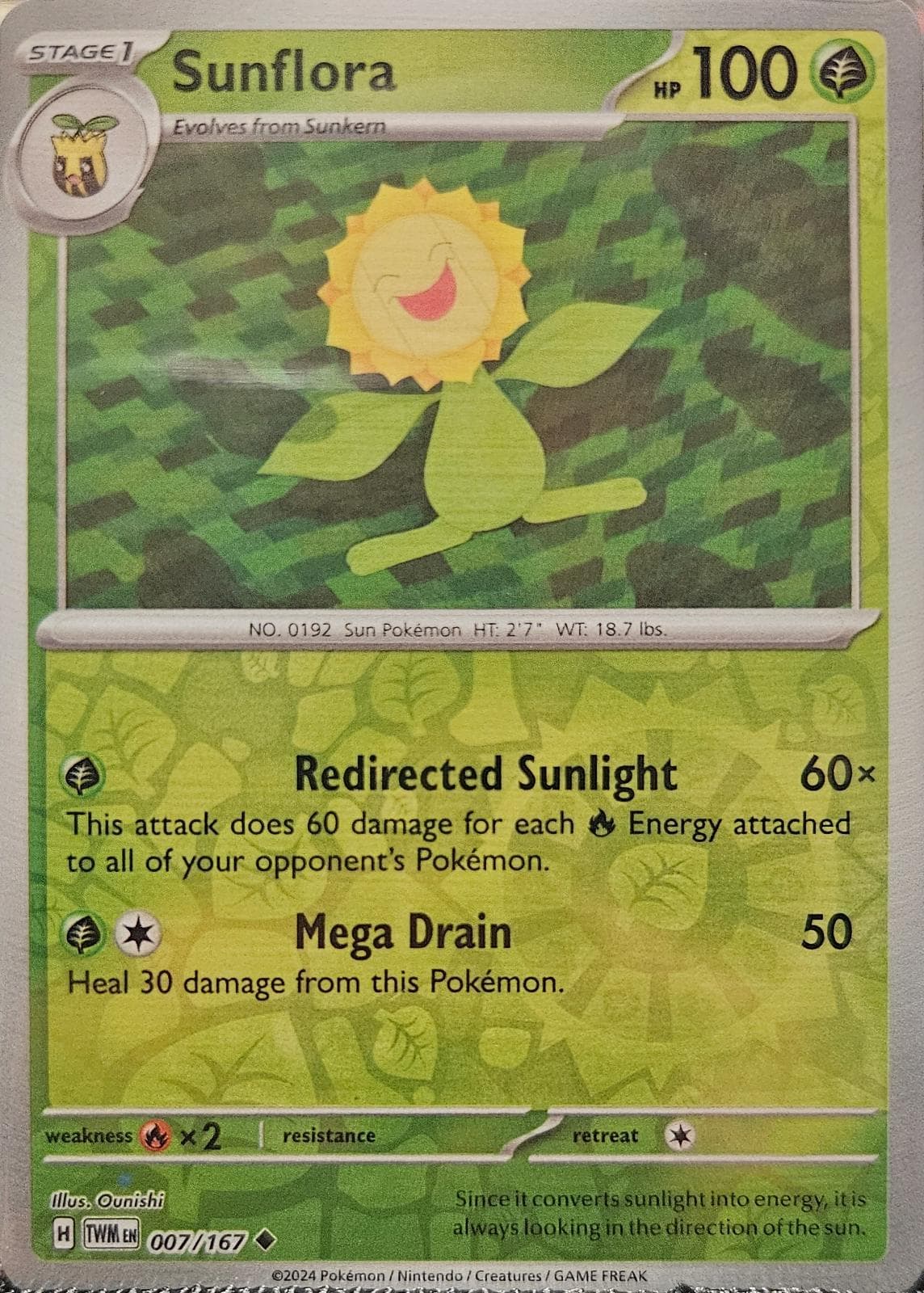 Sunflora [Reverse Holo] #7 — Pokemon Twilight Masquerade