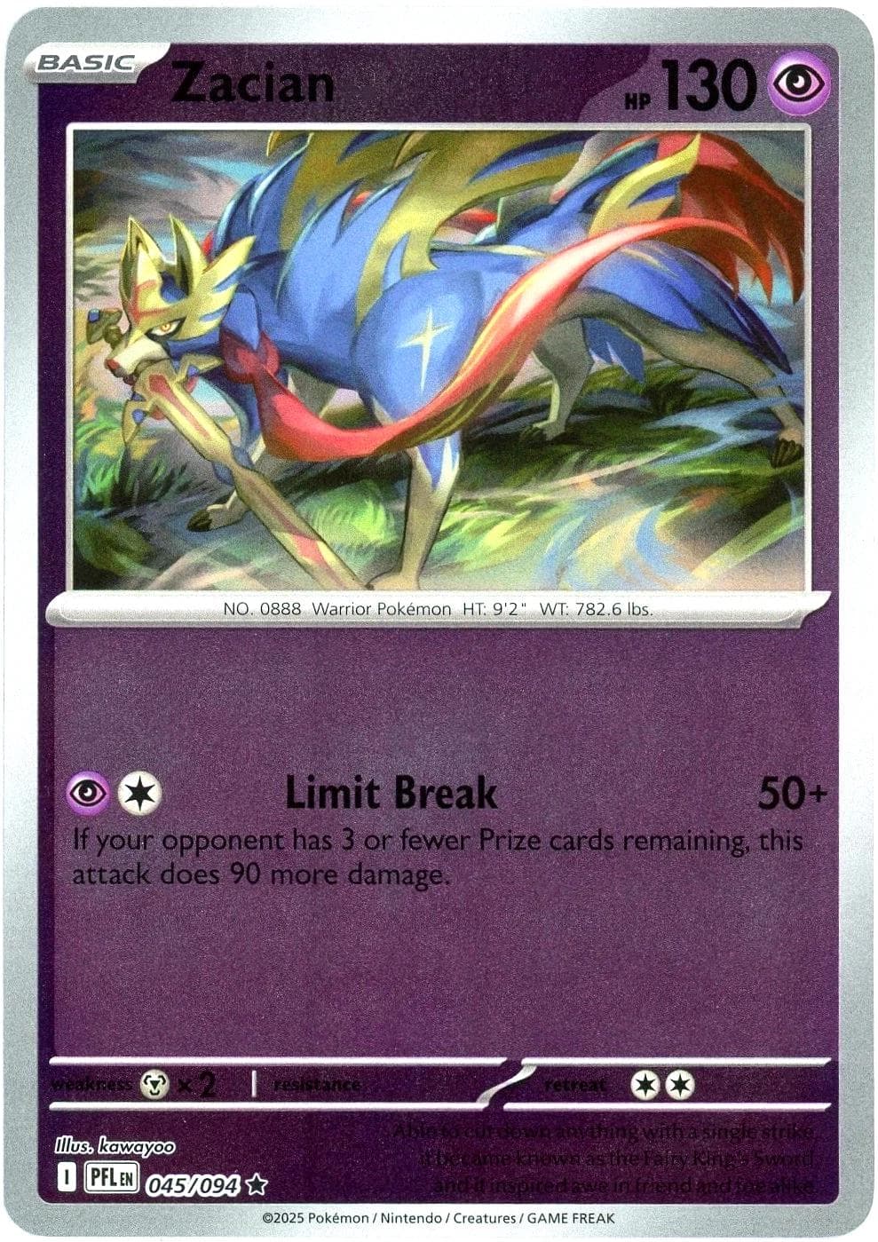 Zacian [Reverse Holo] #45 — Pokemon Phantasmal Flames