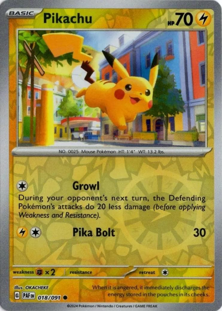Pikachu [Reverse Holo] #18 — Pokemon Paldean Fates