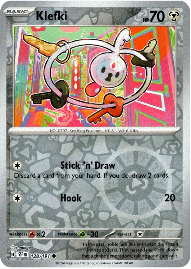 Klefki [Reverse Holo] #128 — Pokemon Surging Sparks