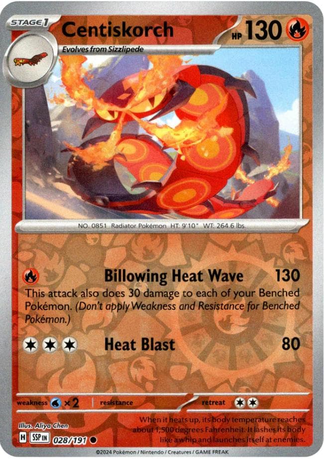 Centiskorch [Reverse Holo] #28 — Pokemon Surging Sparks