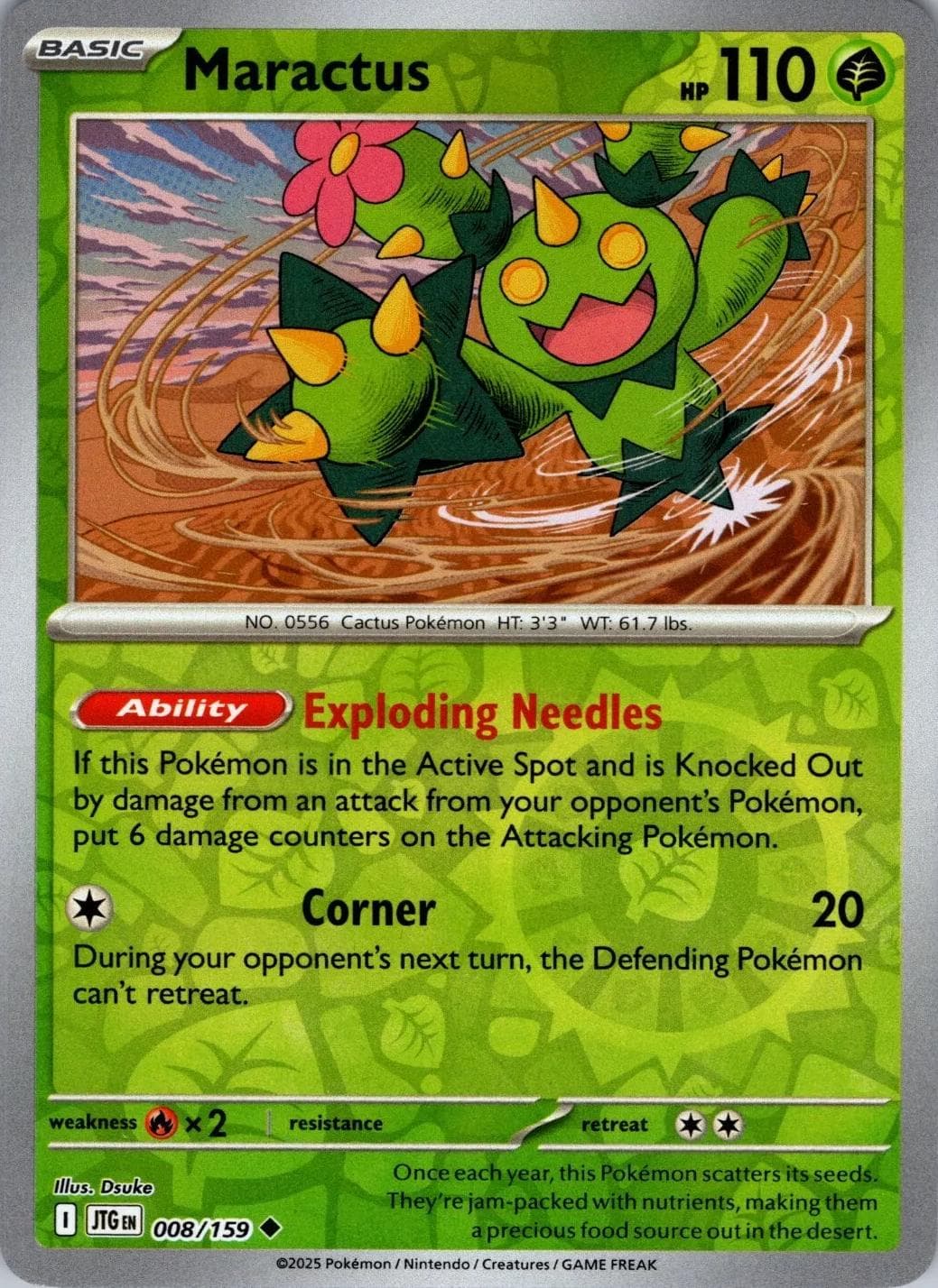 Maractus [Reverse Holo] #8 — Pokemon Journey Together