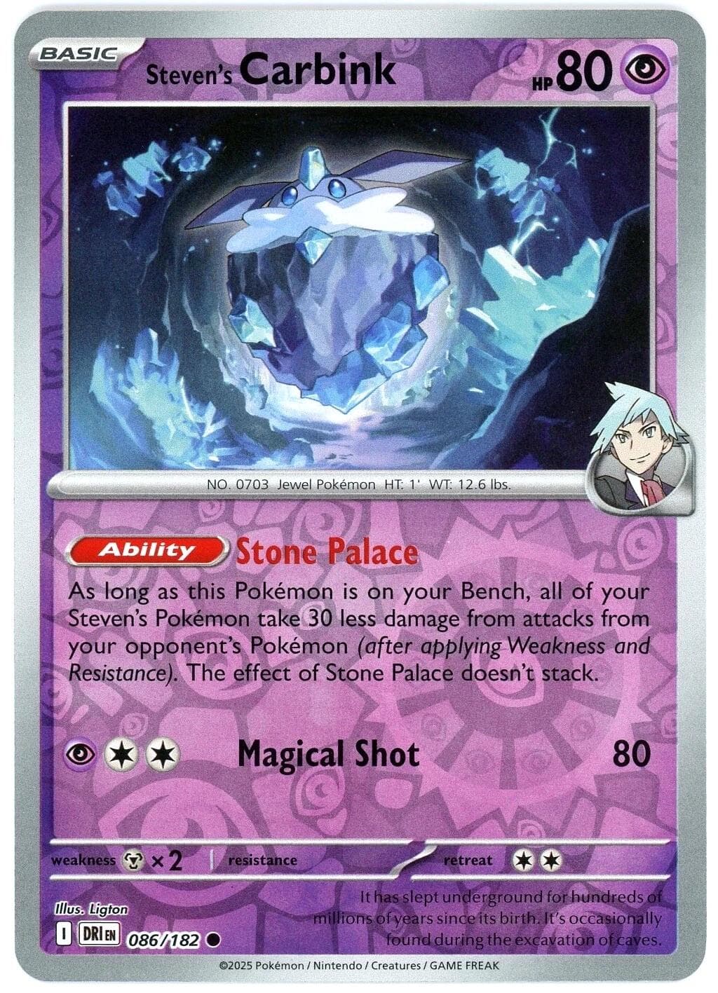Steven's Carbink [Reverse Holo] #86 — Pokemon Destined Rivals
