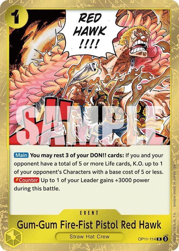 Gum-Gum Fire-Fist Pistol Red Hawk OP11-114 — One Piece Fist of Divine Speed