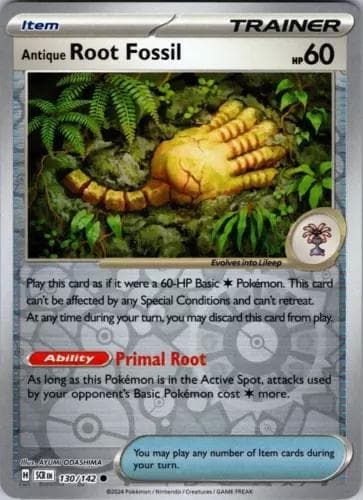 Antique Root Fossil [Reverse Holo] #130 — Pokemon Stellar Crown