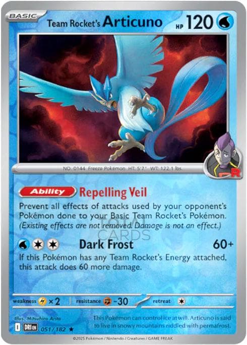 Team Rocket's Articuno [Reverse Holo] #51 — Pokemon Destined Rivals