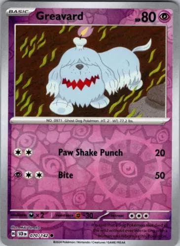 Greavard [Reverse Holo] #70 — Pokemon Stellar Crown